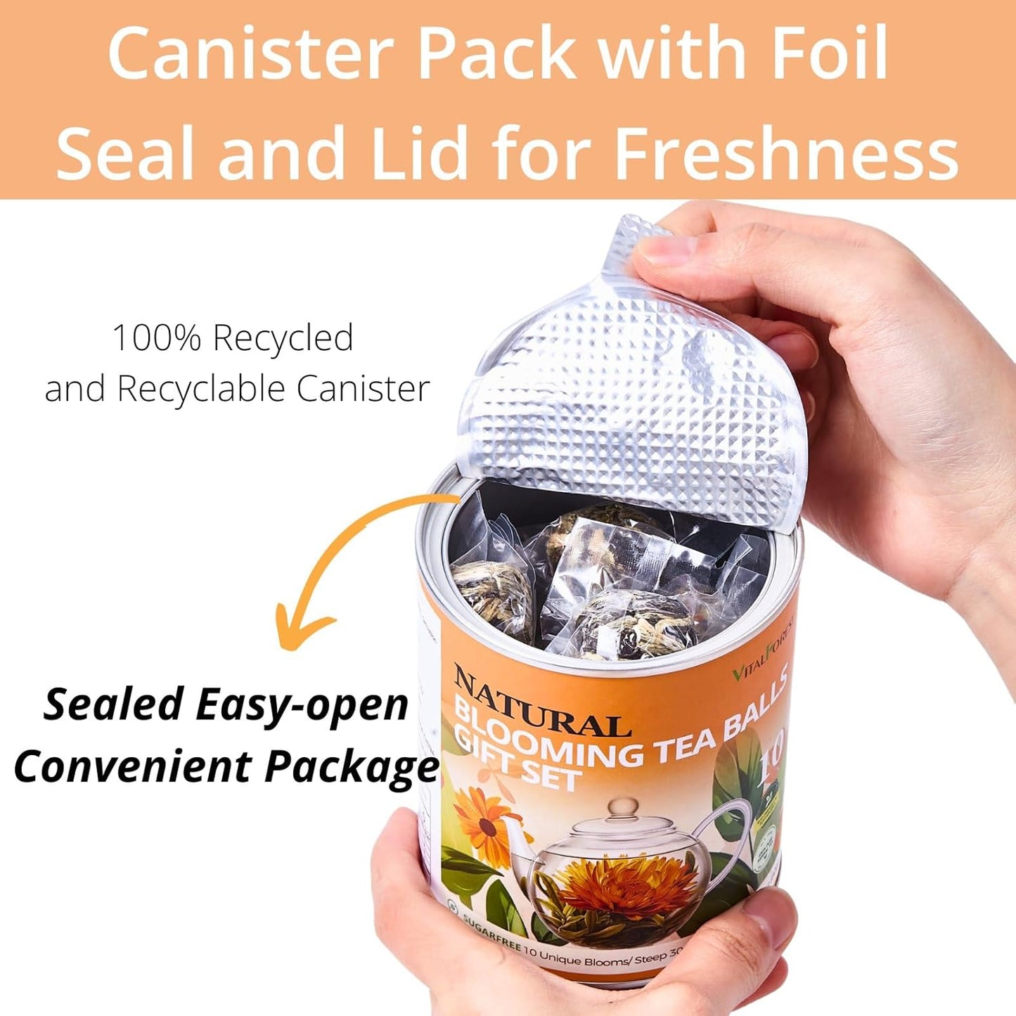 Blooming Tea Gift Set, 10 Unique Varieties Flowering Tea Balls, VitalForest Individual Packing Handmade Blooming Green Tea with Flowers for Anniversary, Valentine, Birthday