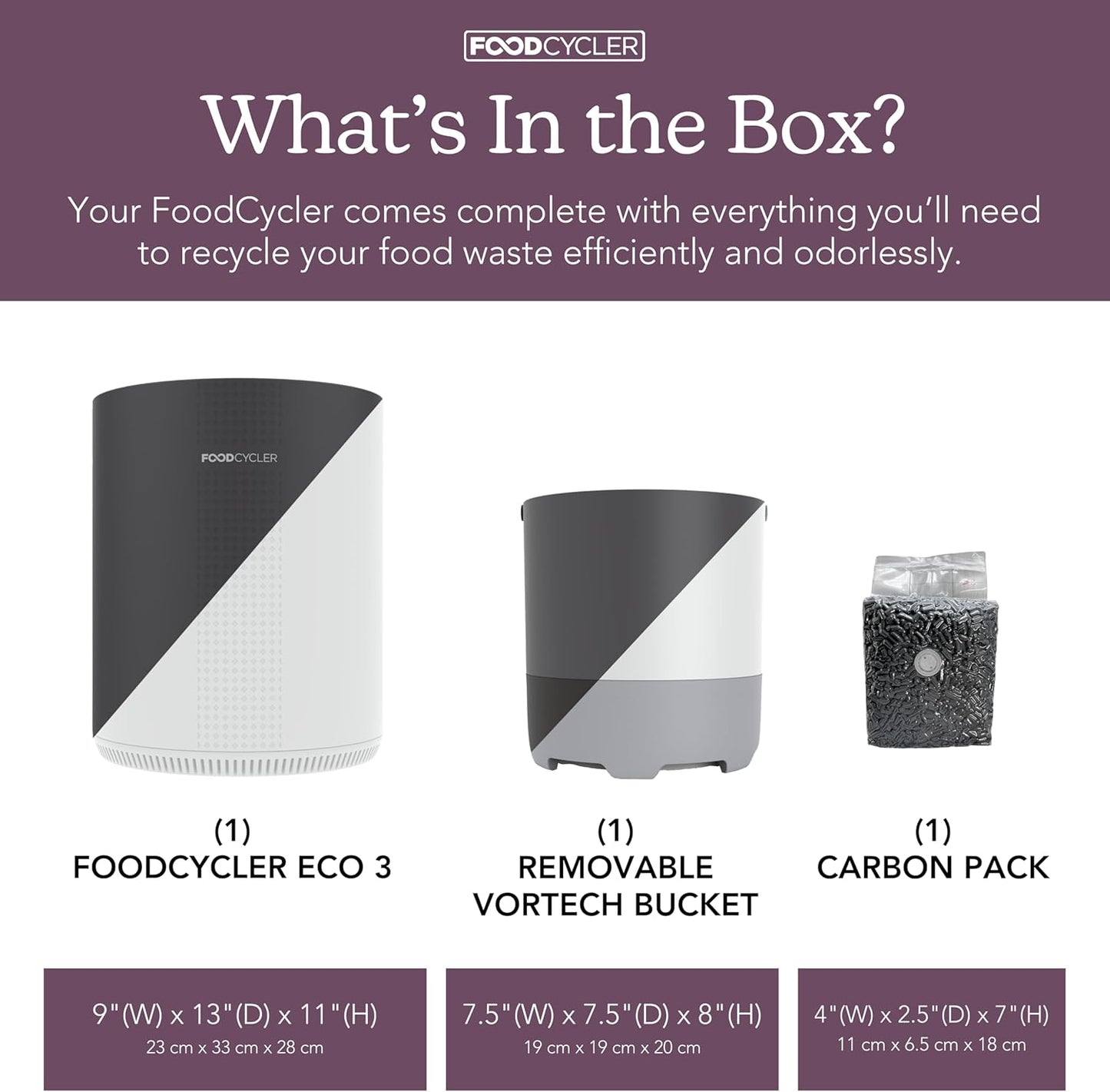 Eco 3 Compact Kitchen Food Recycler | Indoor Composter Bin Alternative | Electric Countertop Food Waste Disposer with Odorless 3.5L Indoor Food Waste Bin for Easy Waste Management | Grey