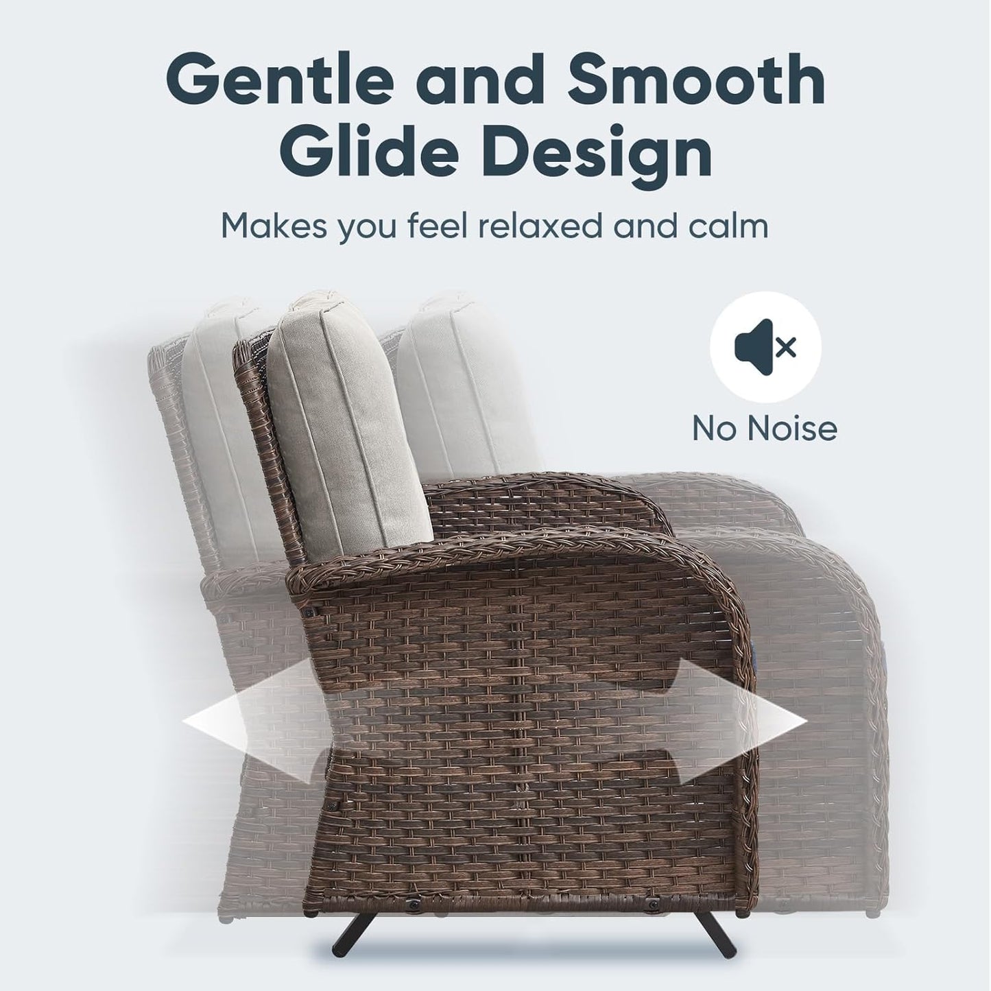 6 Pieces Wicker Patio Conversation Sets with Outdoor Swivel Rocker Chairs and Loveseat Glider Chair, All-Weather Rattan Furniture Set for Deck Patio Backyard Sunroom Brown