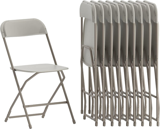 Flash Furniture Hercules Series Plastic Folding Chairs for Parties and Weddings, Stackable Commercial Event Seats, Set of 10, Beige