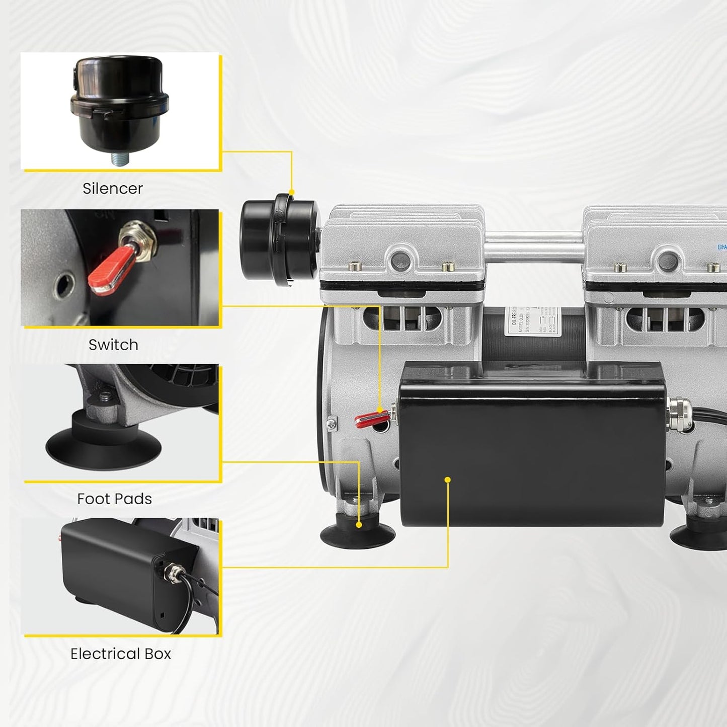 Pond Aerator, 4.7 CFM for Pond and Lakes About 1-2 Acres, 1/2 HP Compressor + 100 Feet Air Hose + 1 Diffuser + Timer, Aeration Pumps Kit for Deep Water Oxygen Circulation