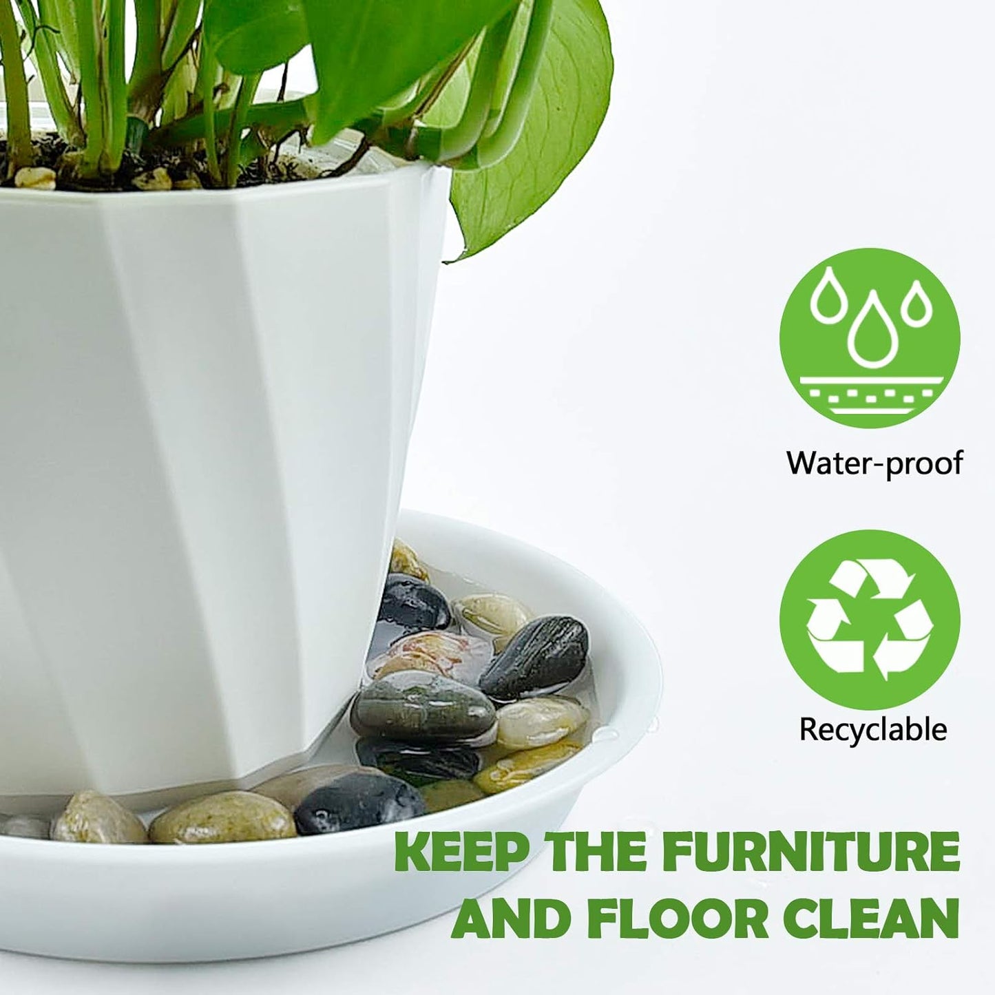 3 Pack Plant Saucer Heavy Duty Sturdy Drip Trays for Indoor and Outdoor (14 Inch, White)