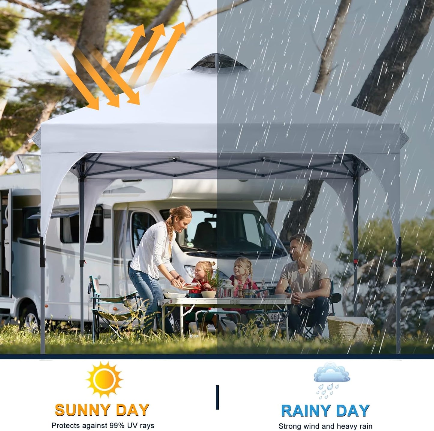 COOSHADE Pop Up Canopy Tent, 10x10 Easy Setup Instant Canopy Sun Shelter Beach Tent, Portable Sports, White