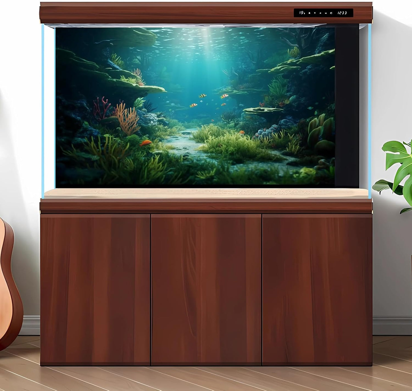 Ocean Floor Fish Tank Background Under The Sea Coral Reef Aquarium Background Underwater Aquatic Plants Corals Rock Cave Terrarium Backgrounds Tropical Fish Ocean Aquarium Backgrounds Decors 48x20in