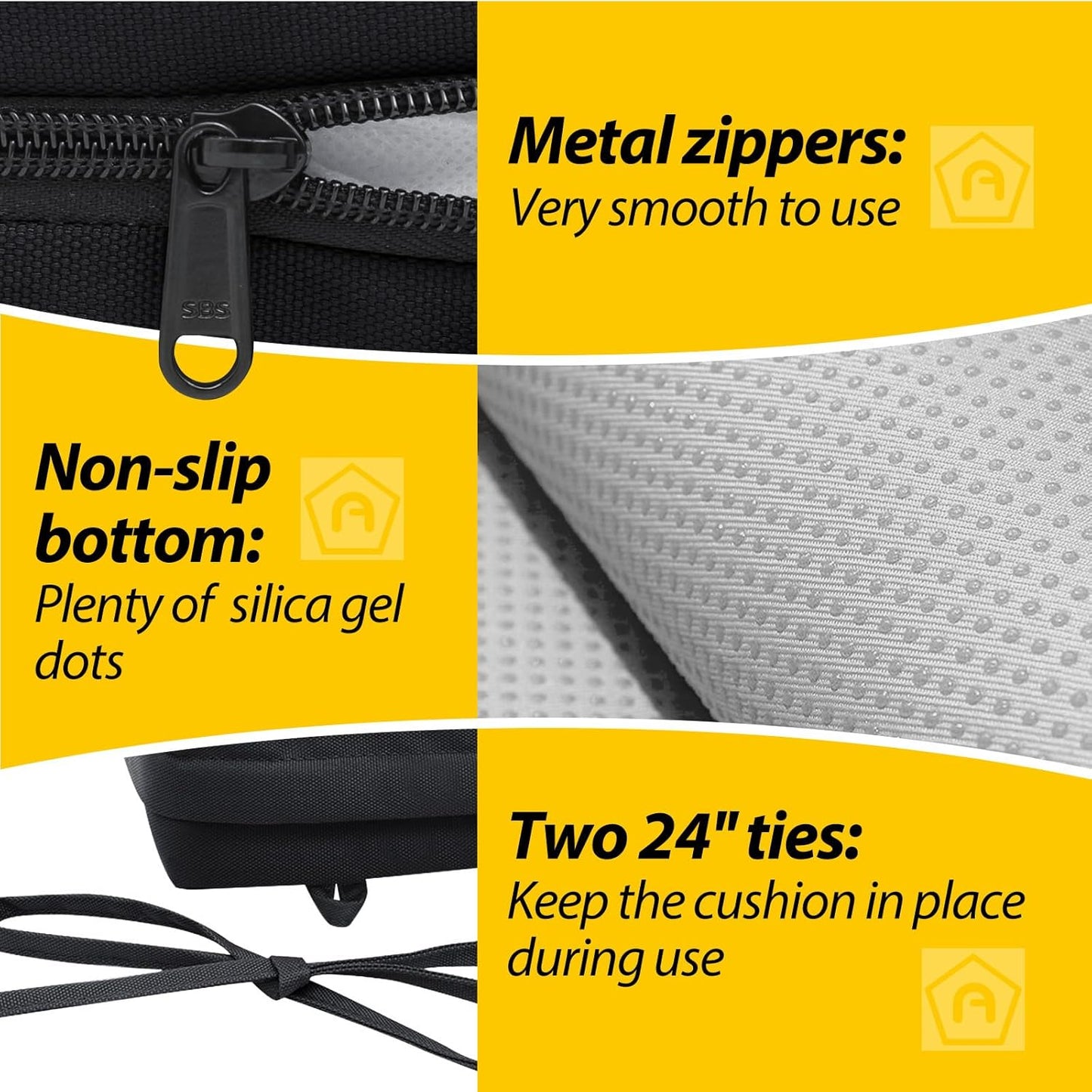 AAAAAcessories Outdoor Seat Cushions for Chairs, Waterproof, Fade-Resistant Patio Furniture Replacement Cushions, 21" x 21" x 4", Set of 2, Black