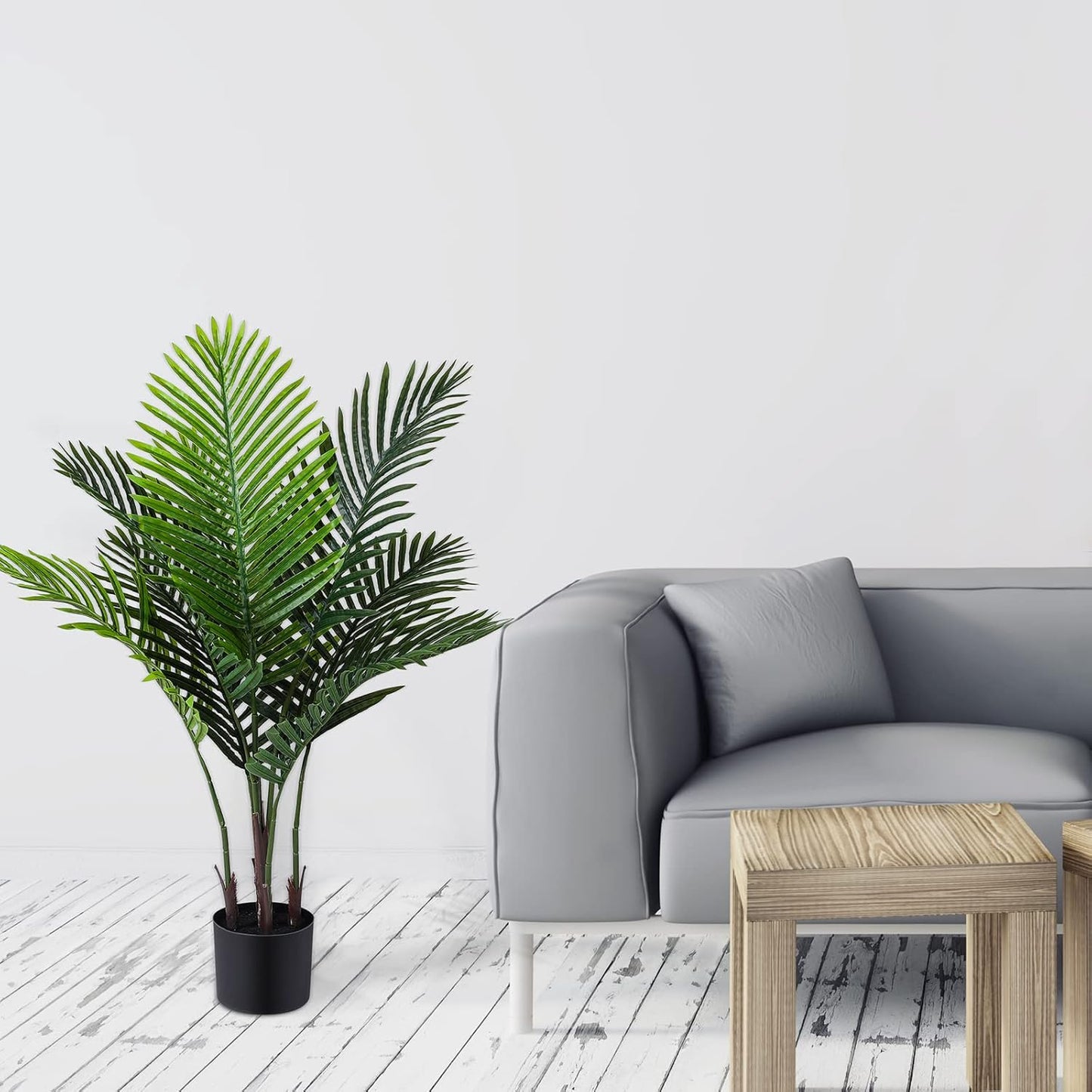 Jexine 4 Pack Artificial Palm Trees 3Ft, Fake Plants Fake Trees Artificial Areca Palm Plants for Outdoor Indoor Faux Tree in Pot for Pool Home Decor Office Housewarming Gift Modern Decoration