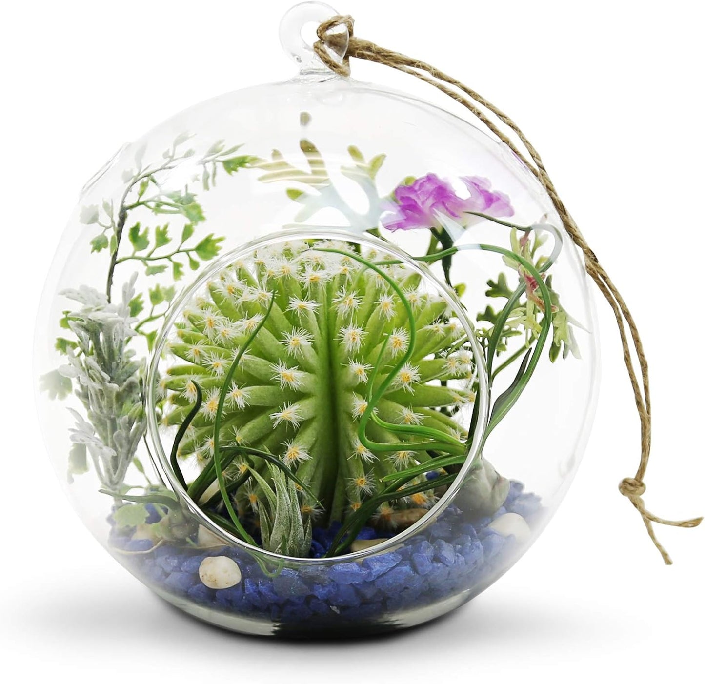 WGV Hanging Terrarium Globe, Width 7", Height 8", DIY Air Succulent Planter, Clear Glass Vase Orb with Flat Bottom, Candle Holder Outdoor Garden Decor, 6 Pieces
