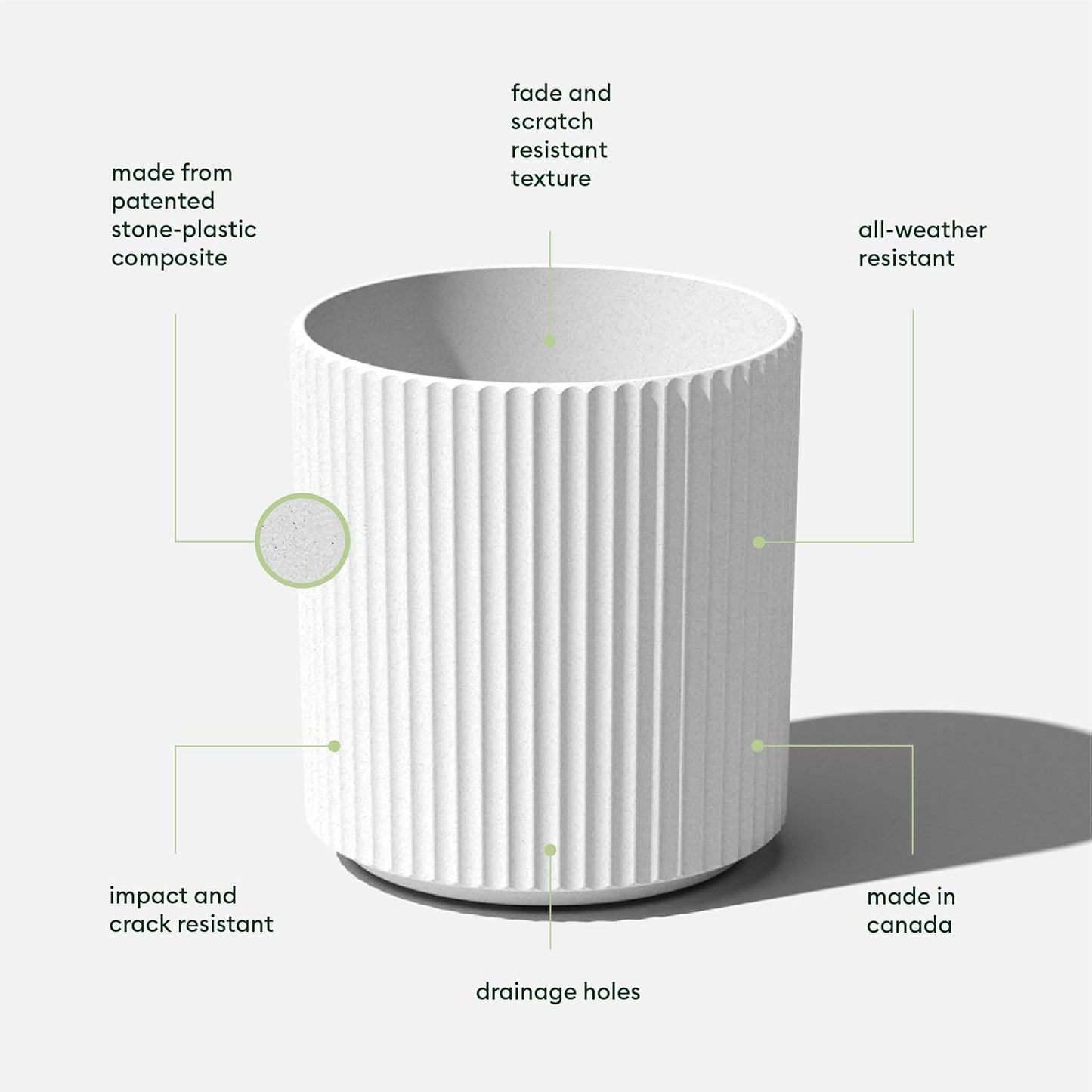 Veradek Demi Series Round Planter for Porch, Patio, Backyard | Durable Plastic-Concrete Material | Modern Décor for Tall Plants, Flowers