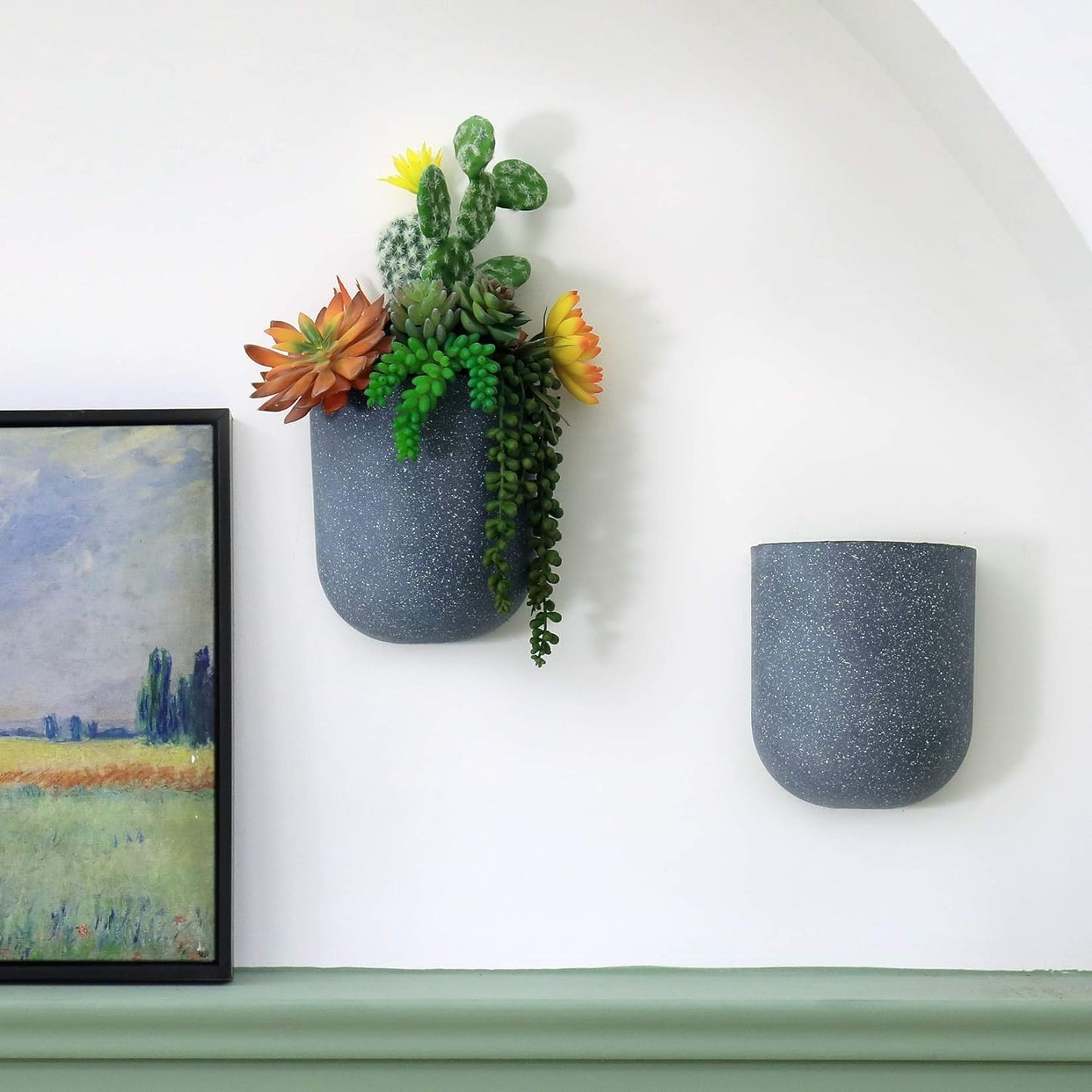 LA JOLIE MUSE Wall Hanging Planters for Indoor Plants，Hanging Flower Pots for Air Plants Succulent, Set of 2, 6 Inch, Weathered Gray