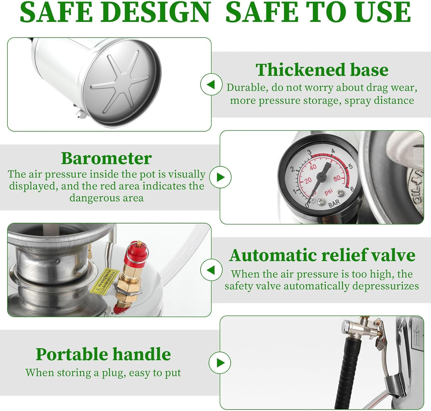 Stainless Steel Sprayer 3 Gallon - Steel Hand-Pump Sprayer, with 3.3-inch Reinforced Hose - Garden Sprayer for Home, Gardening, Ground Cleaning(3Gallon)