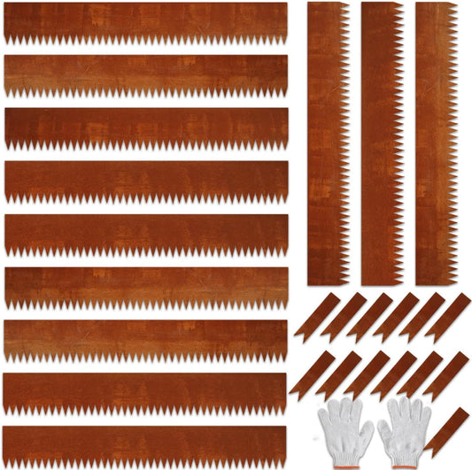 Corten Steel Landscape Edging, 40" L x 6" H, 18 GA Thickness, 12 Pack + 13 Stakes, Enhance Garden, Yard, Park, Lawn, Plants & Vegetables w/Long-Lasting Rust-Finish Cor-Ten Edging