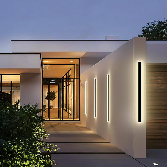 Modern Outdoor Wall Lights, 2 Pack Long Wall Sconce, Lighting Fixtures Long Wall Light 24w Waterproof Ip65 Black Exterior Sconce Led Linear Light for Garage, Patio (2packWarmcolor, 31.5inch)