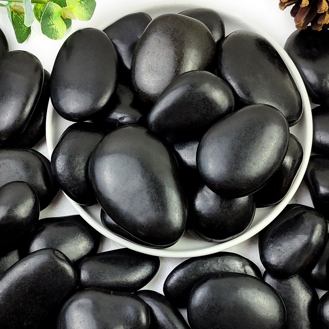 20lbs Black Pebbles for Landscaping, 2-3 Inch High Polished Natural Large River Rocks for Plants, Decorative Stones Vase Filler Fish Tank Aquariums Garden Outdoor and Indoor DIY