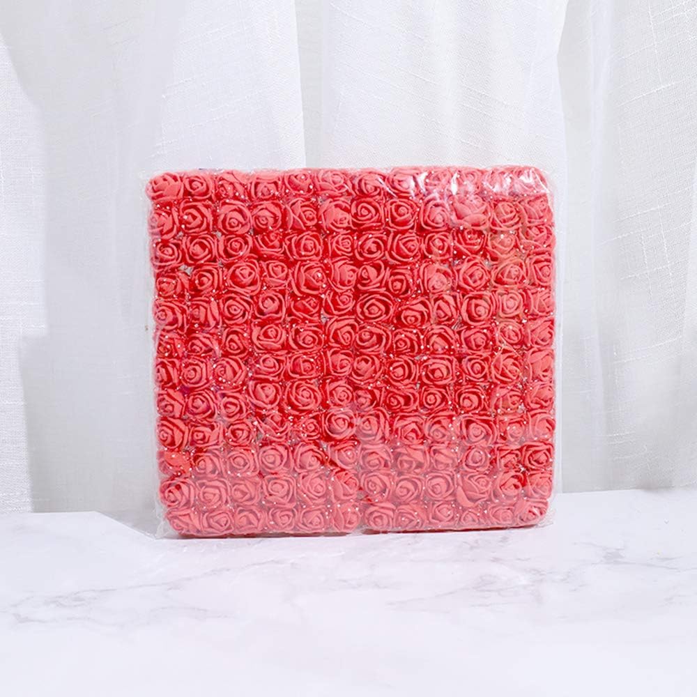 Foam Rose Fake Flowers for Crafts 144 pcs 2 cm Mini Wreaths Artificial Flower Bouquet Multicolor Rose Flower Wedding Scrapbooking Decoration Rose Fake Flower(Red)