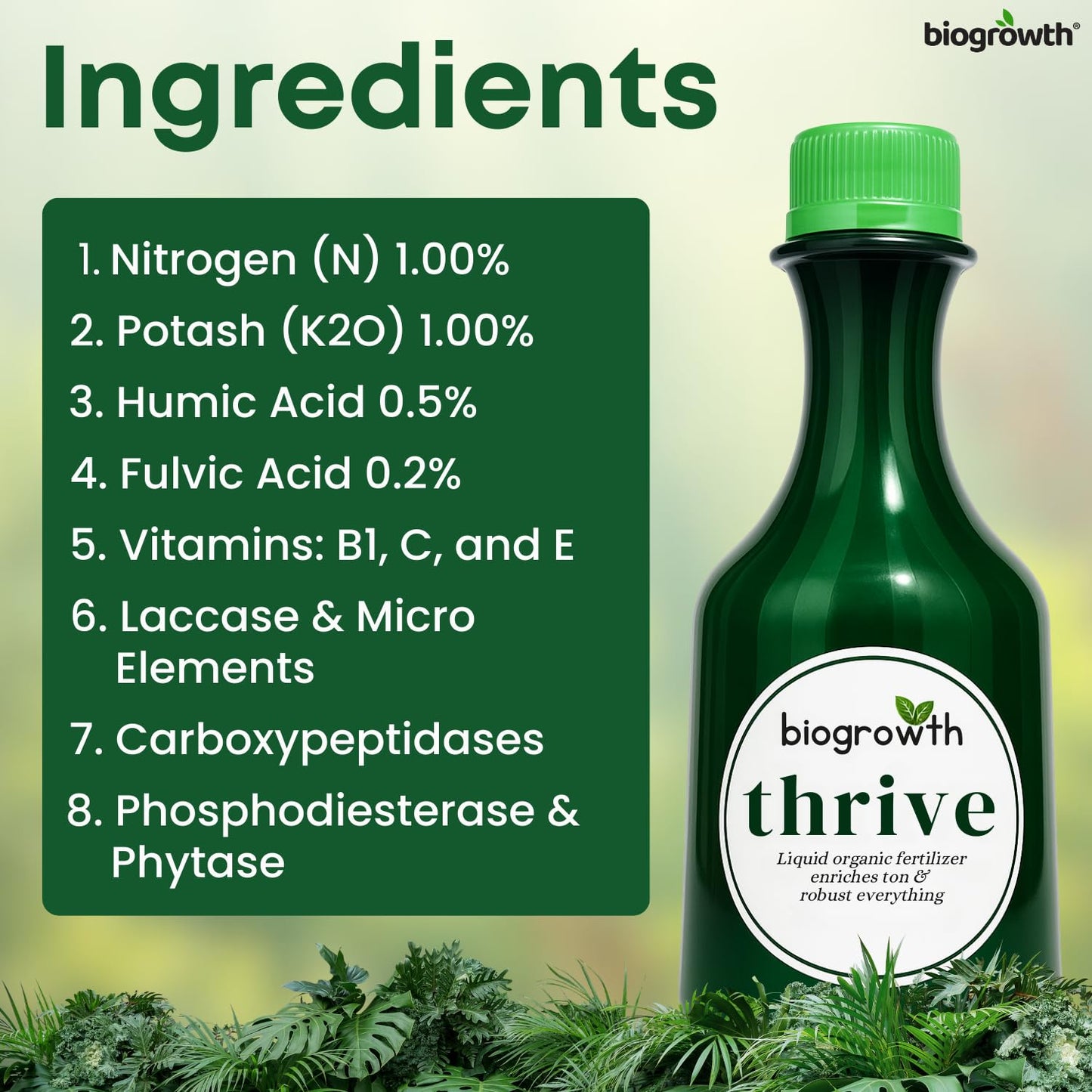 Concentrated Liquid Enzyme-Powered Organic Plant Food (8.45oz) | Enzyme-Rich Fertilizer Growth Booster for Bigger Buds & Stronger Roots, Ideal for Indoor Pots & Outdoor Gardening