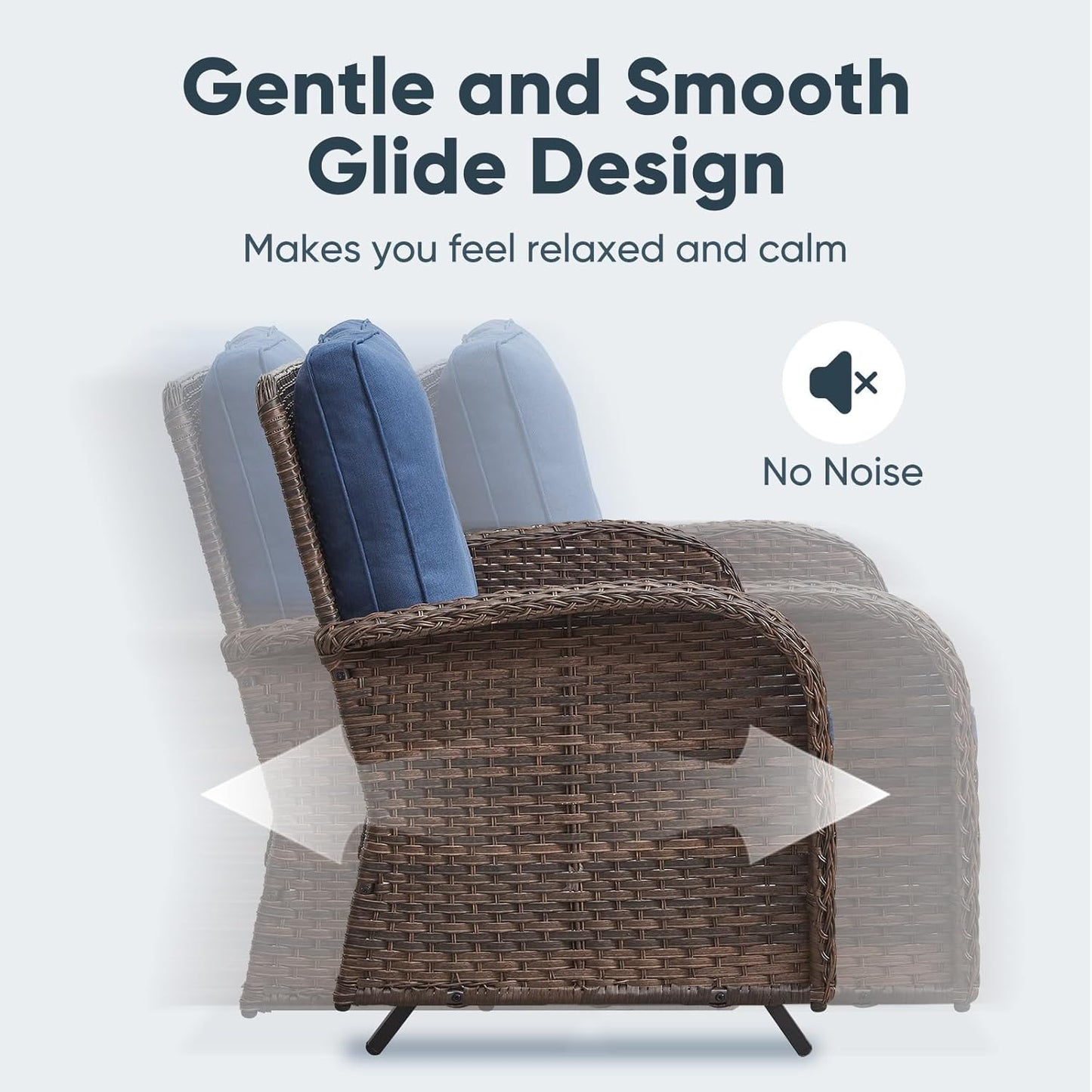 5 Piece Outdoor Patio Furniture Set with Deep Seating Swivel Rocker Chairs Loveseat and Rattan Coffee Table Outdoor Conversation Sets for Deck Backyard Poolside