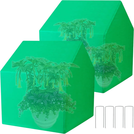 Winter Plant Covers for Freeze Protection Warm Plant Tent Shrub Covers for Winter Frost Protecting Fruit Potted Plants Tree from Freezing and Animals (24 * 24 * 28", 2 Pack)