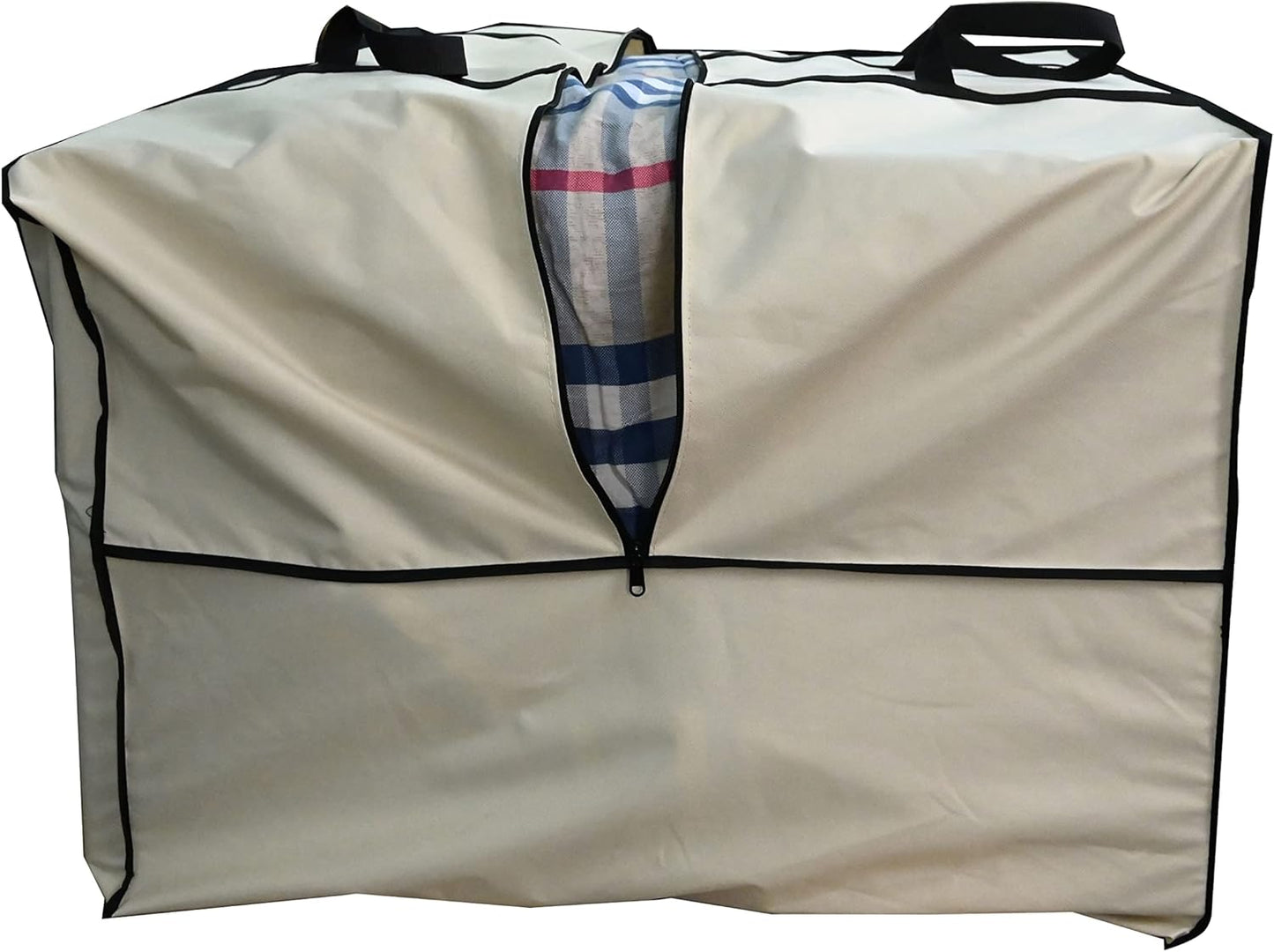 Outdoor Square Cushion/Cover Storage Bag, Protective Zippered Storage Bags with Handles, 32''L x 32''W x 24''H Beige