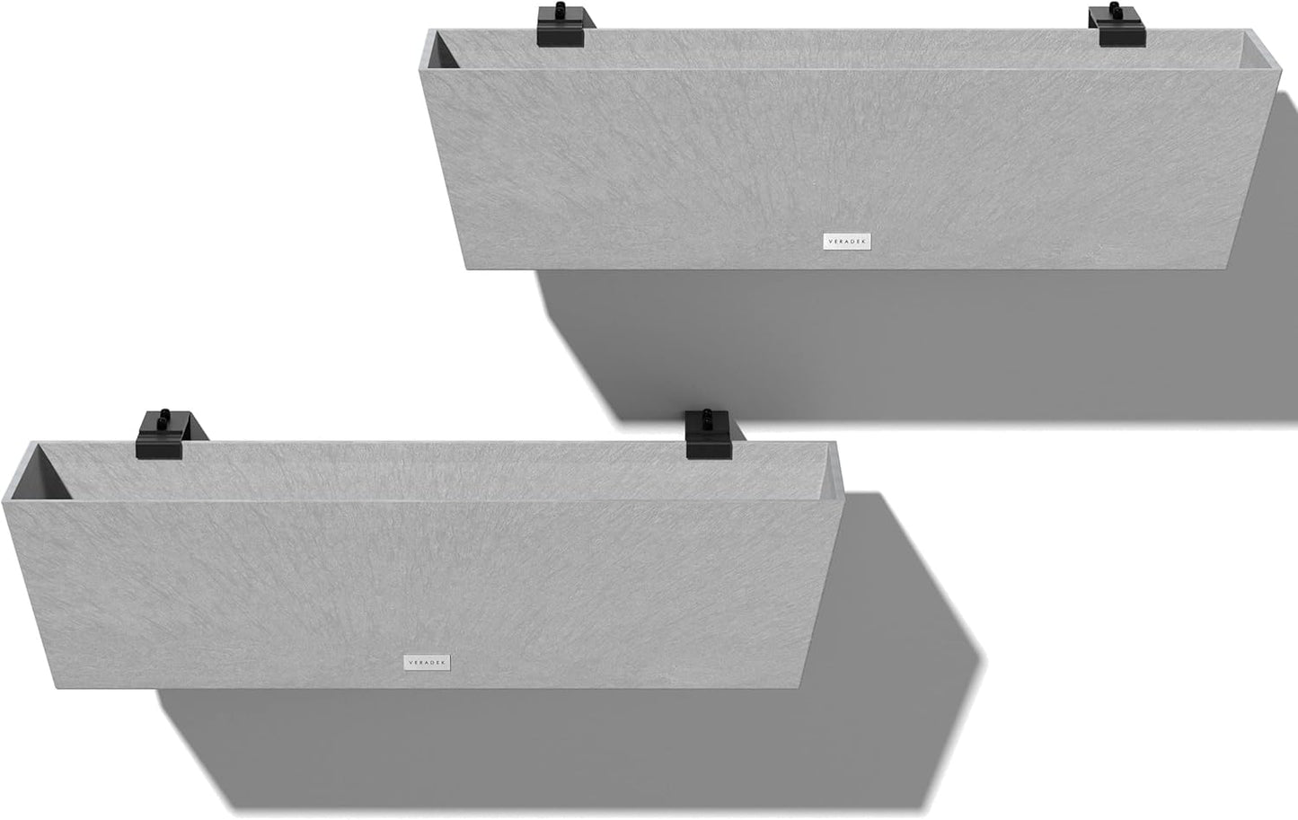 Veradek Pure Series Railing Planter - Plastic Hanging Planter for Outdoor Balcony/Fence | Durable All-Weather Use with Adjustable Brackets | Modern Décor for Flowers, Succulents, Hanging Plants