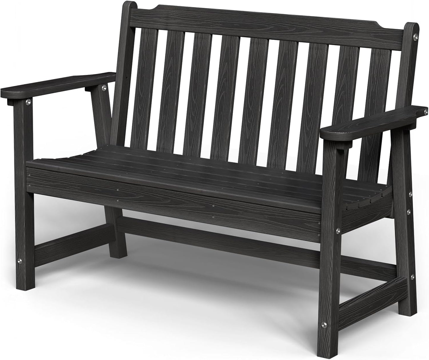 Outdoor Bench, 2-Person HDPE Garden Bench, All Weather Poly Patio Bench for Outdoors, Garden, Backyard, Porch and Park, 660 lbs Weight Capacity, Black