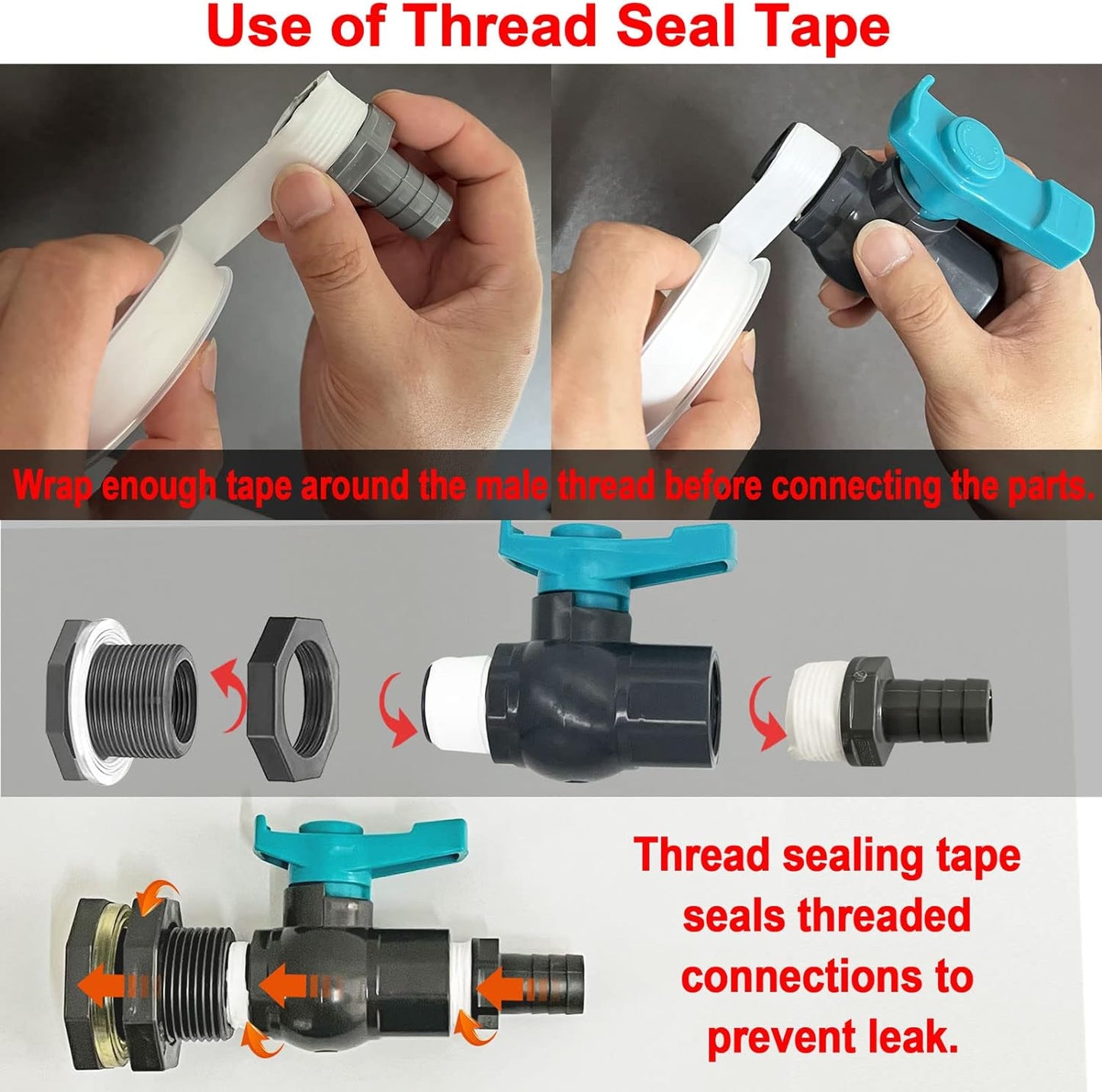 Rain Barrel Spigot PVC Faucet Kit Water Barrel Diverter Kit with Bulkhead Fitting,Ball Valve,Garden Hose Barb(16mm) Adapter,Pipe Clamps,Thread Seal Tape(kit for 16mm ID Hose)