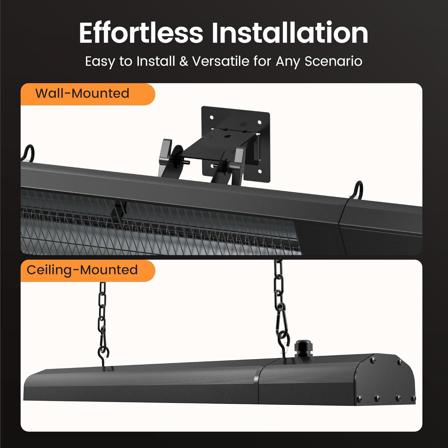 1500W Outdoor Heaters for Patio with 36H Timer, 0.5 Sec Instant Heating, Memory Function, Outdoor Heater, Black – Perfect Outdoor Heaters for Patio & Backyards