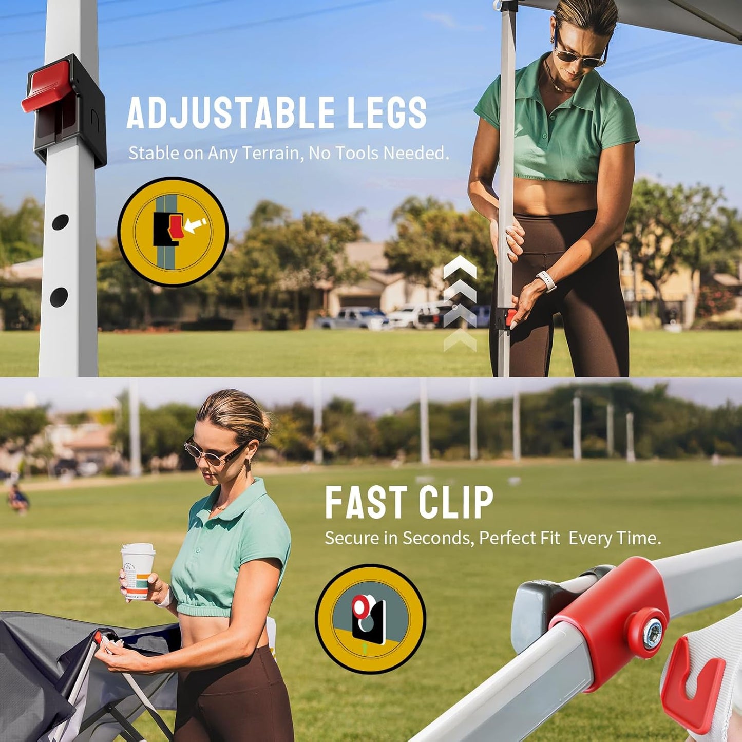 CROWN SHADES 12x12 Pop Up Canopy - Beach Tent with One Push Setup - Easy Outdoor Sun Shade Shelter for Events, Parties - Gazebo with STO-N-Go Cover Bag, Silver Coated Top, Grid Grey