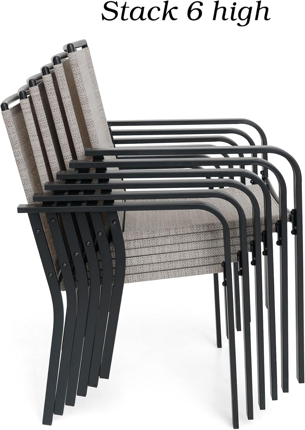 5-Piece Patio Dining Set, 35-Inch Square Outdoor Table with 4 Stackable Mesh Chairs, Black Metal All Weather Frame Set