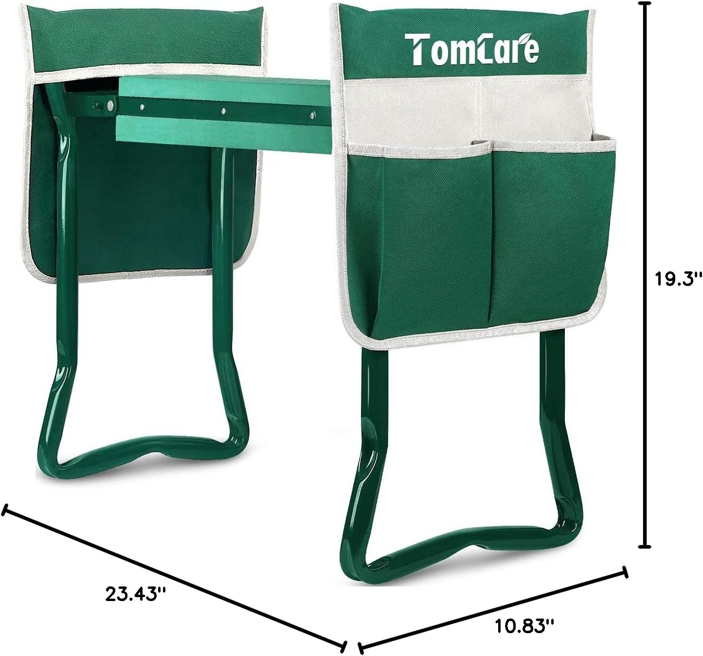 TomCare Upgraded Garden Kneeler Seat Widen Soft Kneeling Pad Garden Stools Garden Bench with 2 Large Tool Pouches Outdoor Foldable Gardening Gifts for Women Men Gardeners, Green