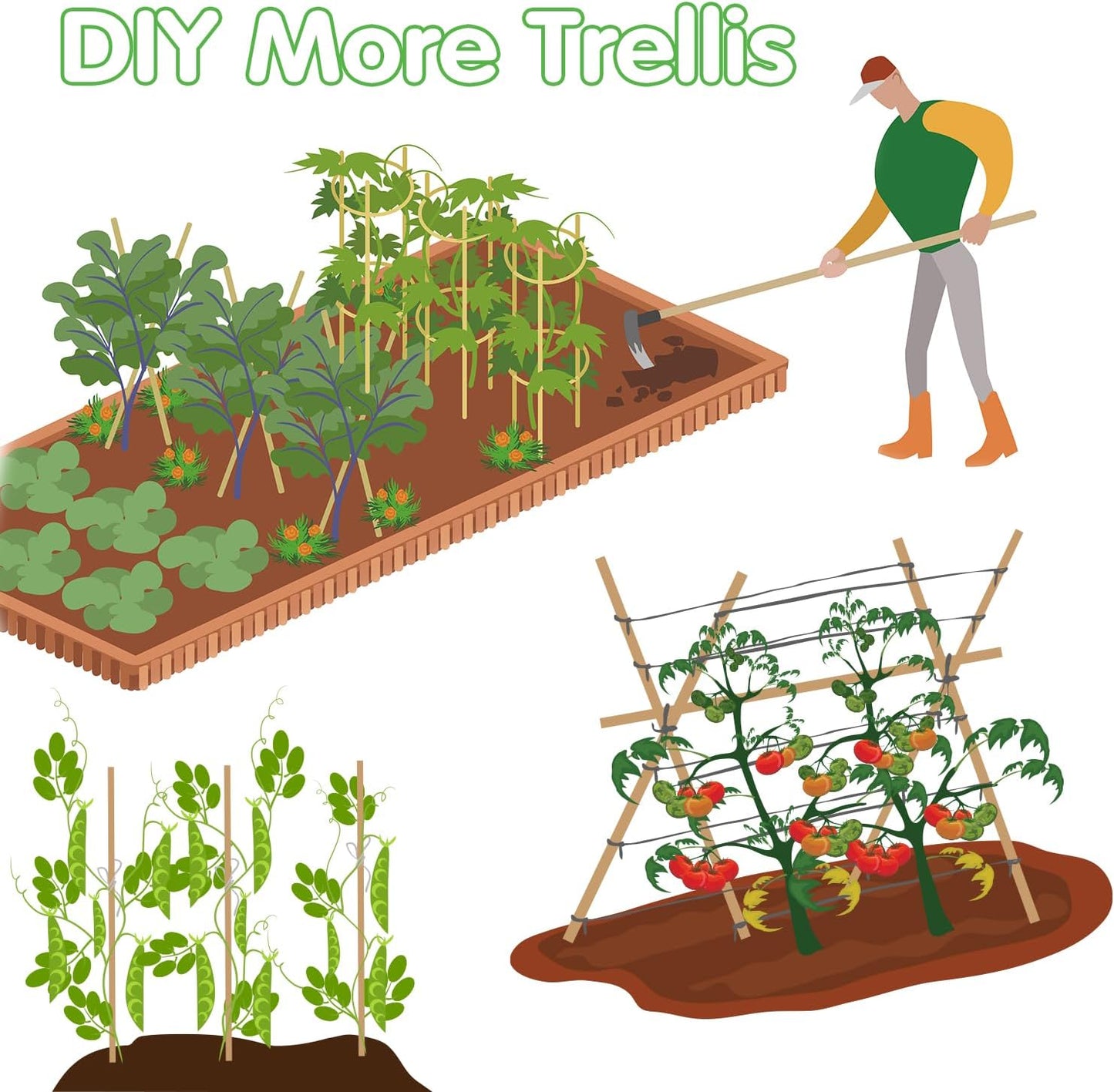 Bamboo Stakes,3FT Natural Bamboo Garden Stakes,BOVITRO 25Pcs Plant Stakes,Bamboo Sticks for Tomato,Beans,Vegetable and Climbing Plants