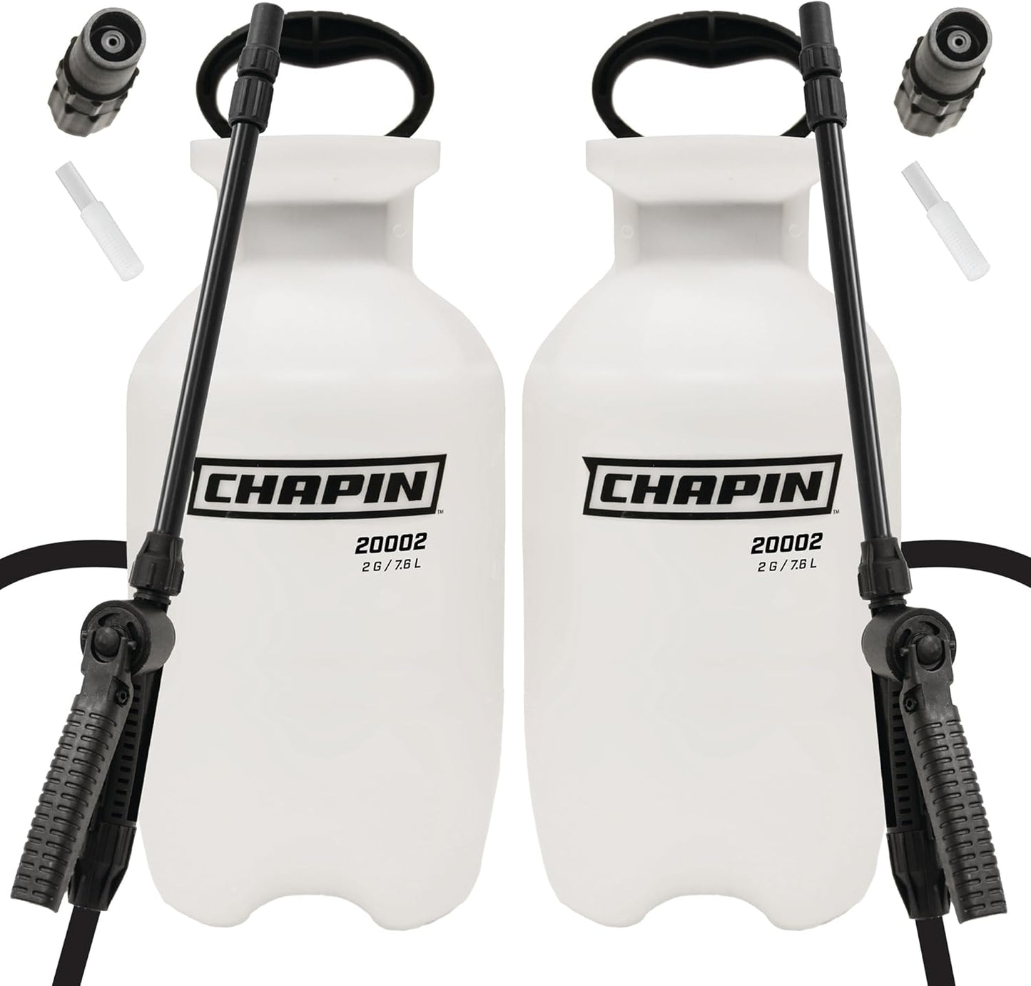 Chapin 20024: Value Pack, 2-Pack, 2-Gallon SureSpray Lawn and Garden Poly Tank Sprayer with Anti-Clog Filter for Yard, Lawn, Weeds, and Plants, Translucent White