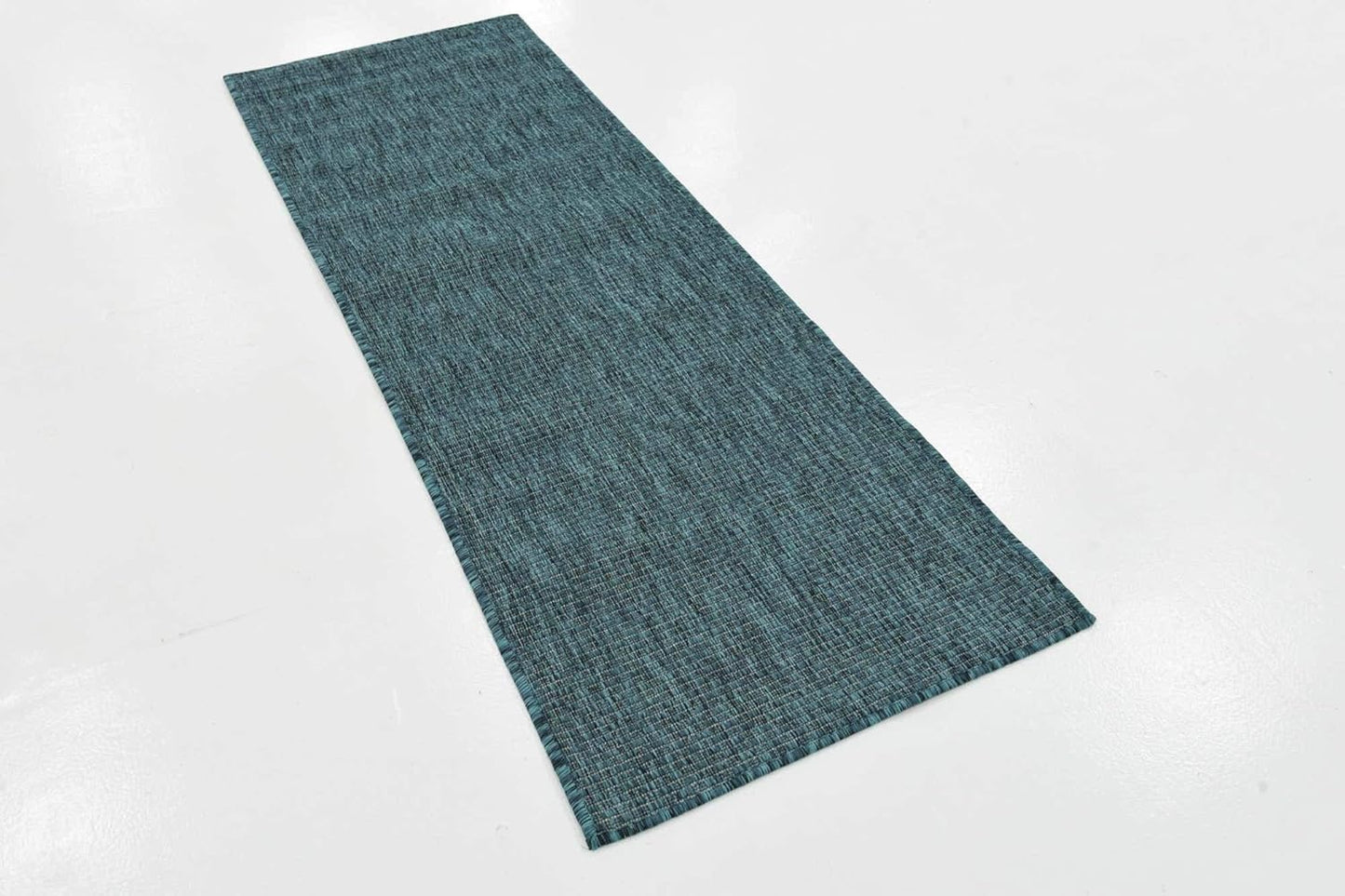 Unique Loom Collection Casual Transitional Solid Heathered Indoor/Outdoor Flatweave Area Rug (2' x 6' 1" Runner, Teal/Navy Blue)