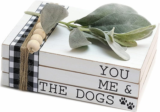 Lavender Inspired - You Me and the Dogs Dog Sign, 3 Stacked Books