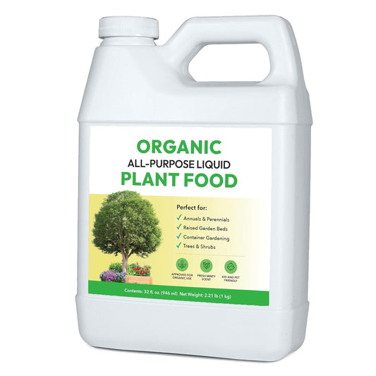 Organic All-Purpose Liquid Plant Food - Use on All Outdoor Plants: Flower Beds, Vegetable Gardens, Container Gardening | Concentrated Liquid Fertilizer Alternative (32oz, Mixes to 32 Gallons)