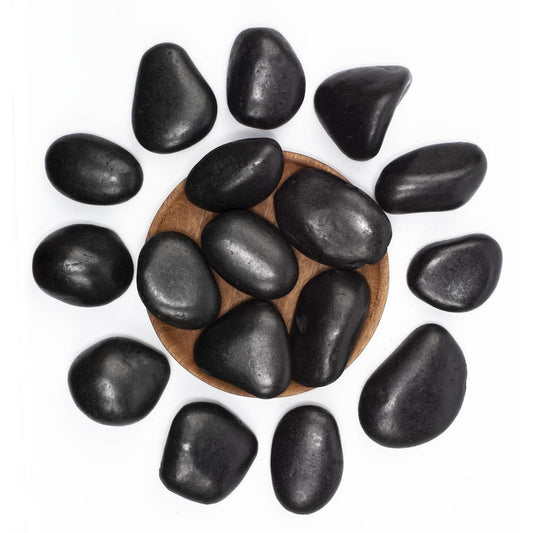 20 lbs Black River Rocks - Large Polished Black Pebbles for Plants & Garden Decorative Stones，2-3" Polished Pebbles for Landscaping, Fish Tanks, Flower Pots, Water Fountains
