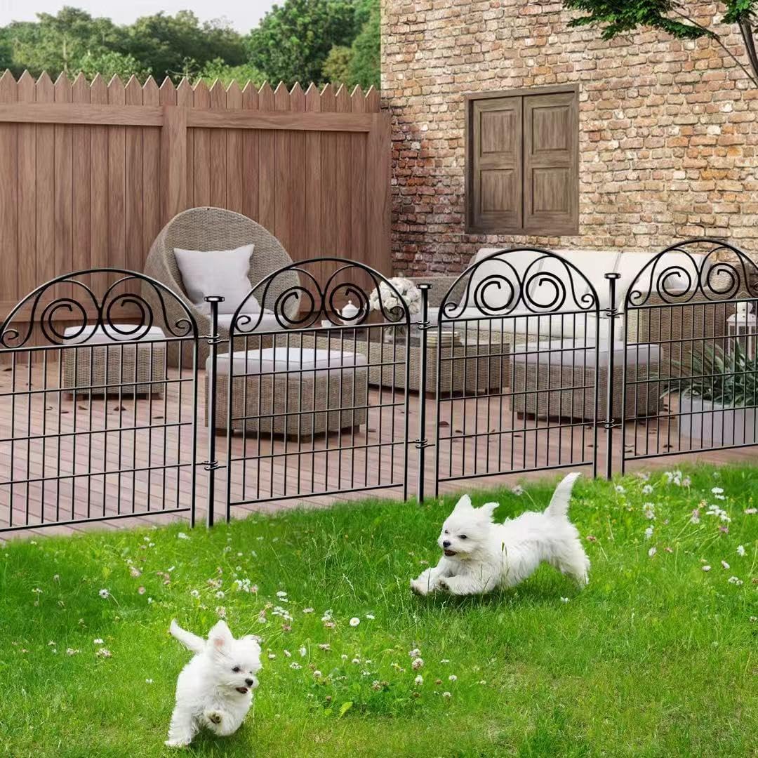 Tall Garden Animal Barrier Fencing with Gate, 32 Inch(H) 2 Panels Total Length 4.4 Ft Outdoor Dog Fence, Decorative Fence for Garden │Patented