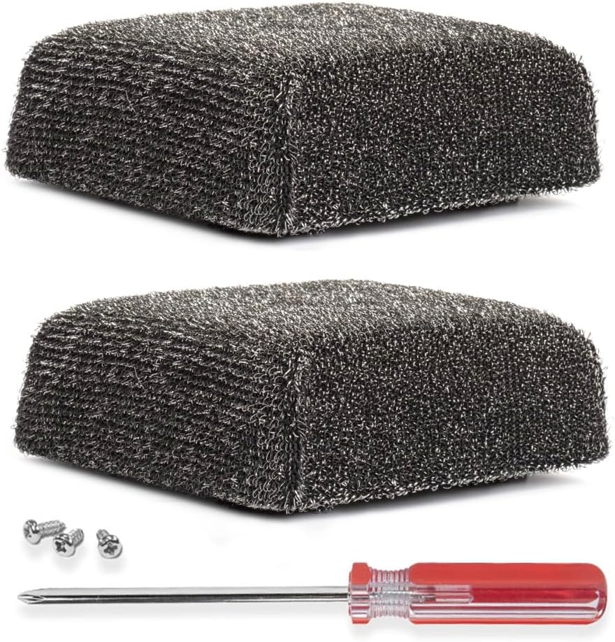BBQ-AID 2-Pack Bristle Free Grill Brush Replacement Heads, Grill Cleaning Bristle Free Brush - for 2025 Model Brush and Scraper. Stainless Steel Poly Mesh Blend - No Scratch Cleaning for Any Grill