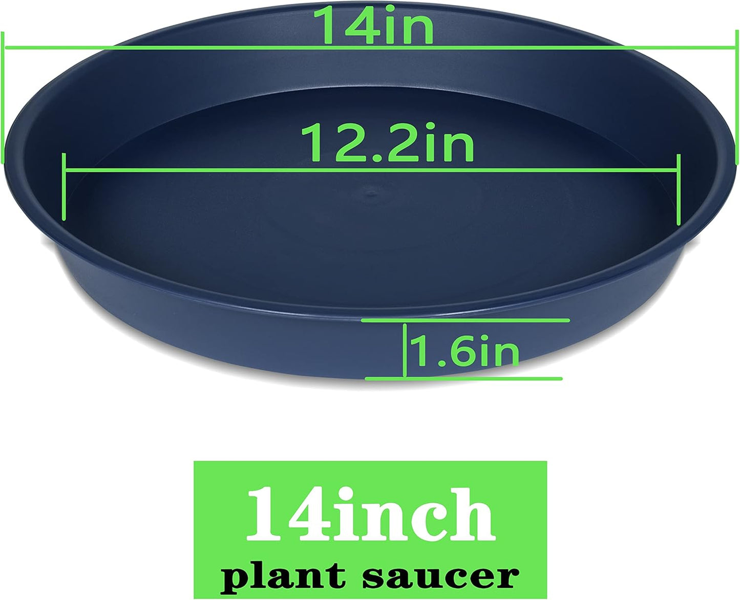 2 Pack of 14 inch Plant Saucers Bird Bath Bow Round, Plastic Plant Saucer Tray for Pots, White Planters for Indoor Plants, Plant Trays for Planter 12-15" (14", Blue)