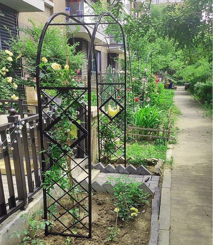 Heavy Duty Steel Garden Arbor & Trellis Arch for Grape Vines Climbing Plants Pergola Outdoor Theme Decoration Archway 180cm 260cm 340cm 140cm (Color : Black, Size : 55" W x 91" H)