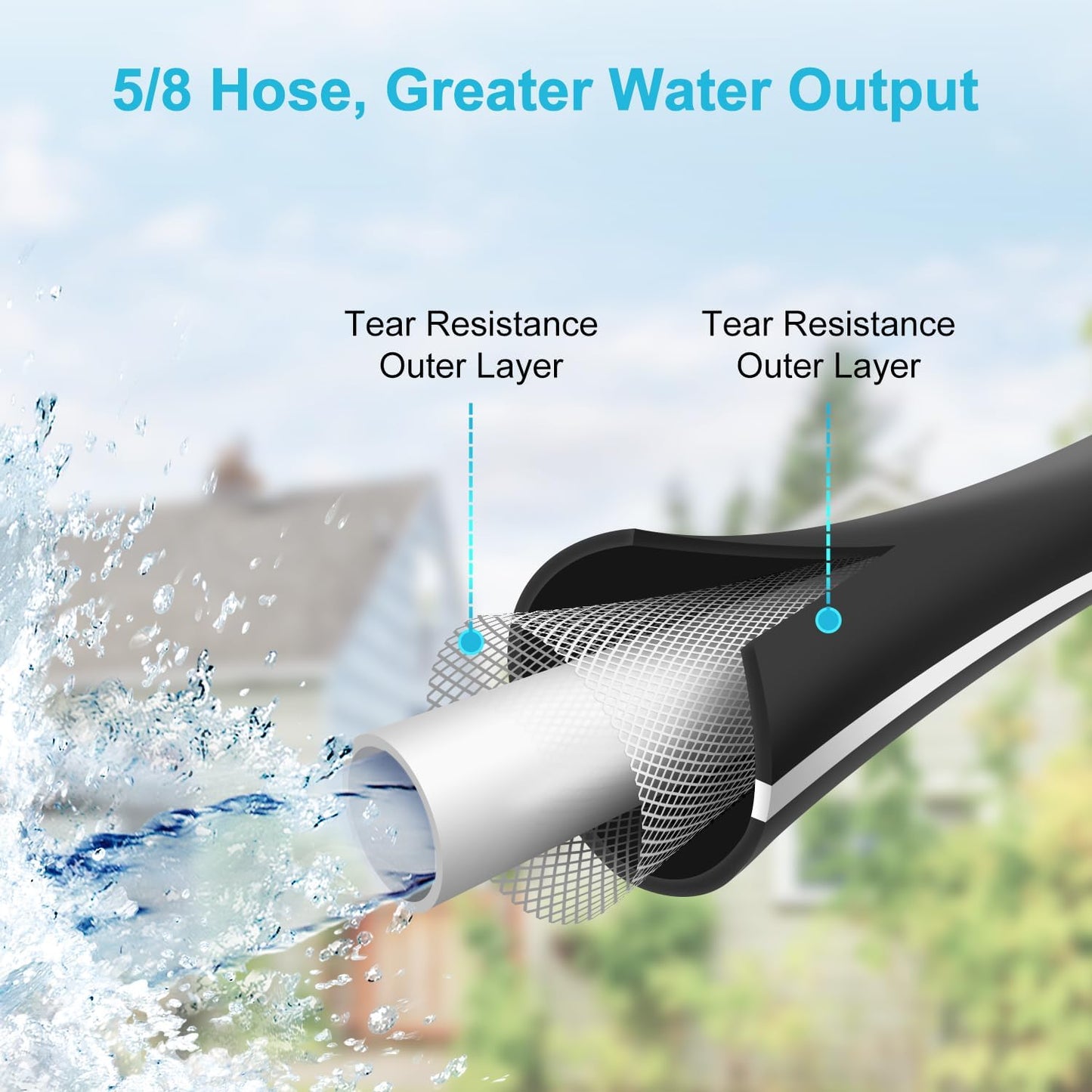 Retractable Garden Hose Reel - 5/8 inch x 60 ft Wall Mounted Hose Reel with 10 Pattern Nozzle & Any Length Lock, Heavy Duty Water Hose Supports Automatic Rewind & 180° Swivel, Black