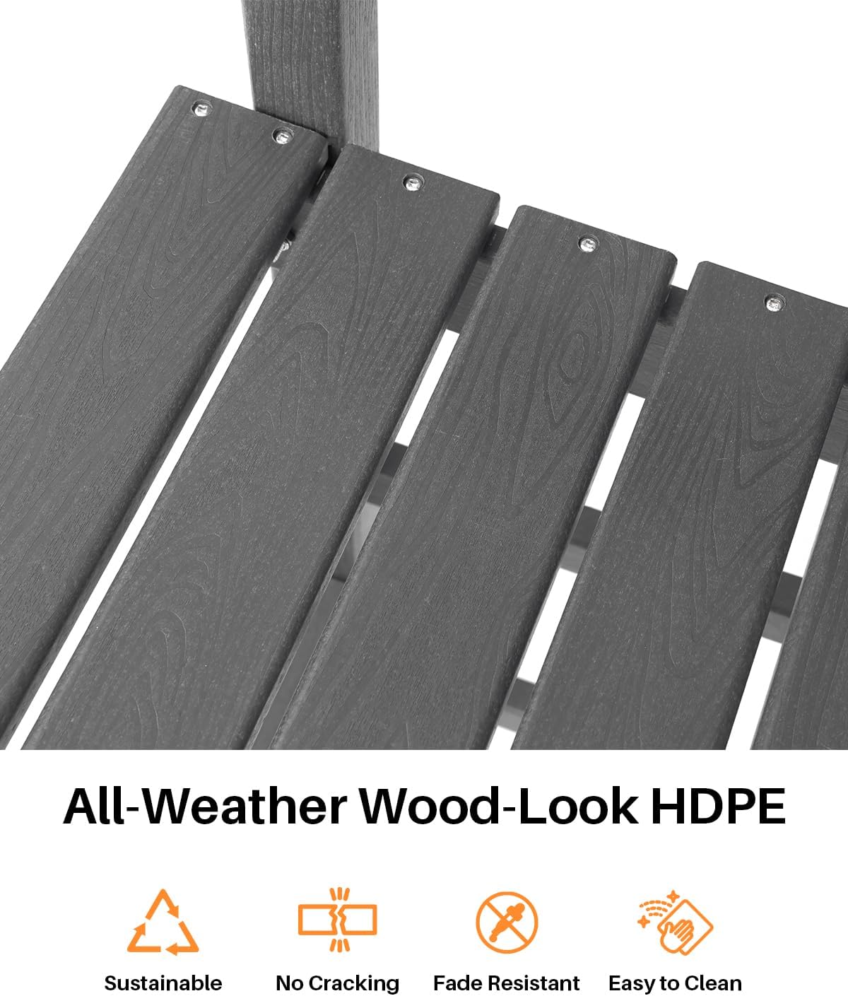 Adirondack Bar Chair Set of 2, HDPE Tall Adirondack Chairs Bar Stools with Footrest, Outdoor Bar Height Stool Chair Set, HDPE Patio Barstools Set for Balcony, Porch, Deck, Pool, Smoke Gray