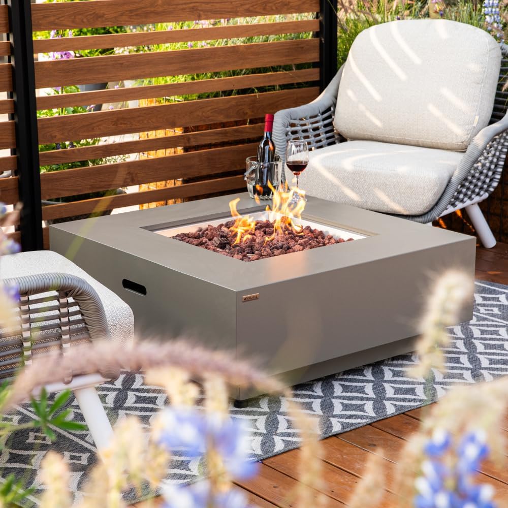 Ashton 36” Propane Fire Pit Smokeless Firepit Outdoor Gas Fire Pit for Outside Patio Firepit Table Includes Rain Cover Converter Kit Lava Rocks Lid CSA Certified