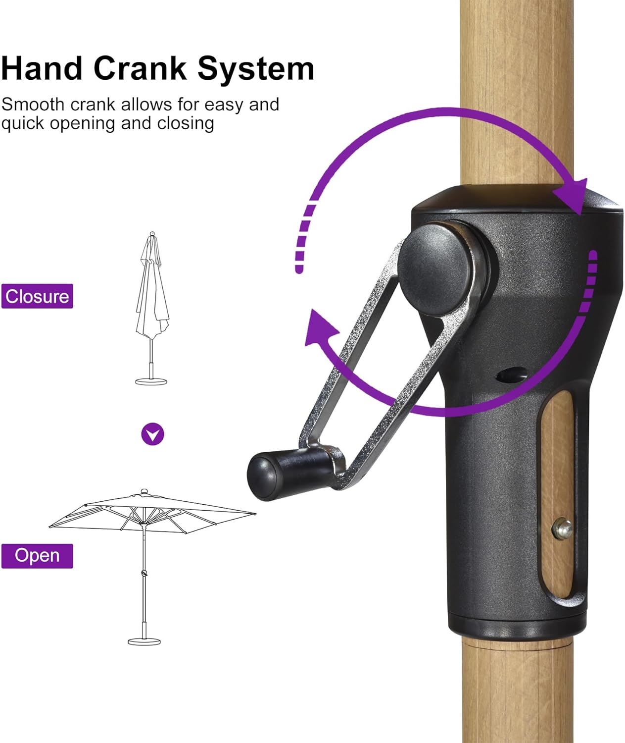 PURPLE LEAF 9' x 11.5' Patio Umbrella with Base Outdoor Umbrella Market Umbrella with Crank & 8 Ribs Aluminum Rectangular Table Umbrella Outdoor Patio for Backyard, Navy Blue
