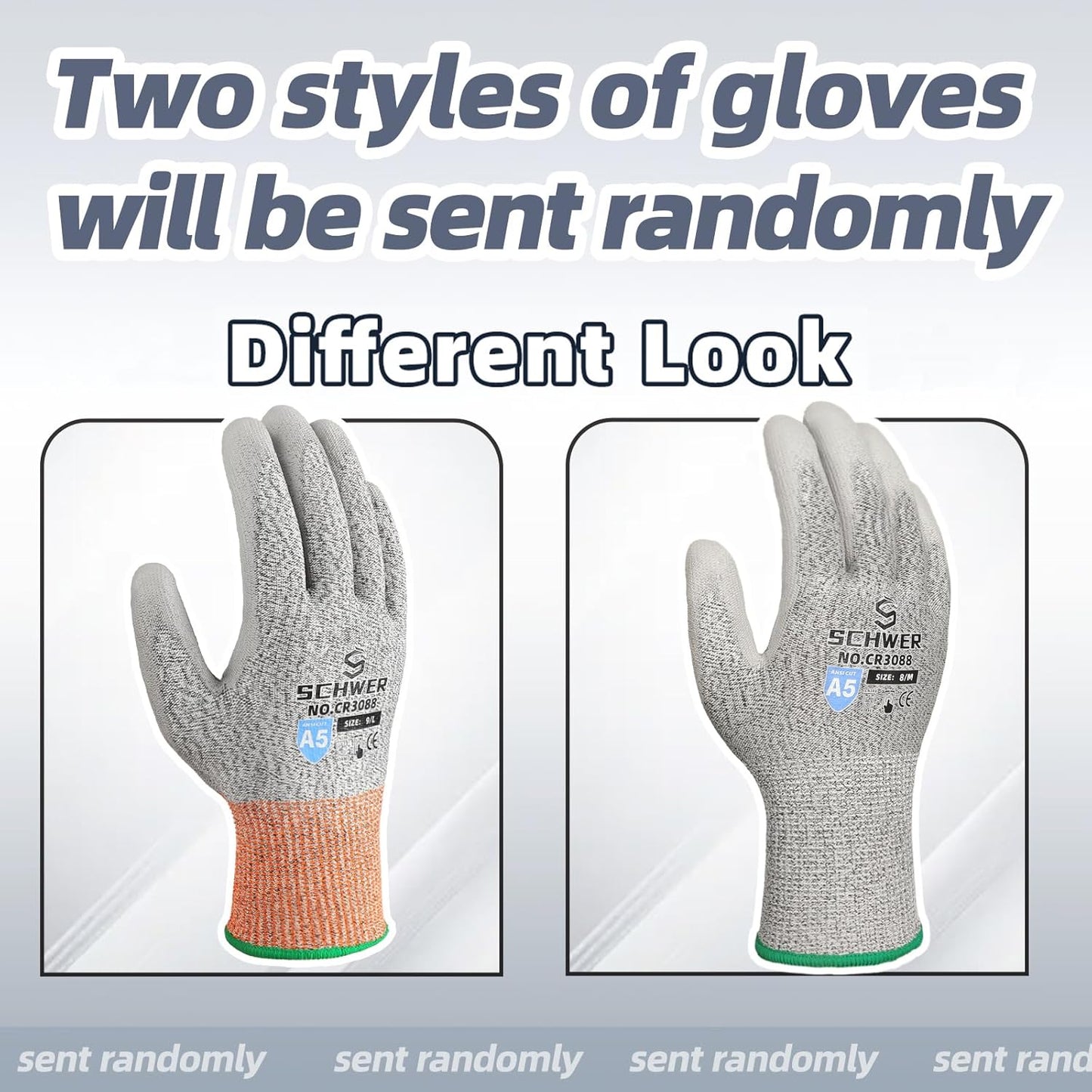 Schwer 12 Pairs ANSI A5 Cut Resistant Work Gloves, Cut Proof Gloves with PU Coating, Used for Metal Fabrication, WoodWorking, Construction, Non Slip, Durable, XL, CR3088