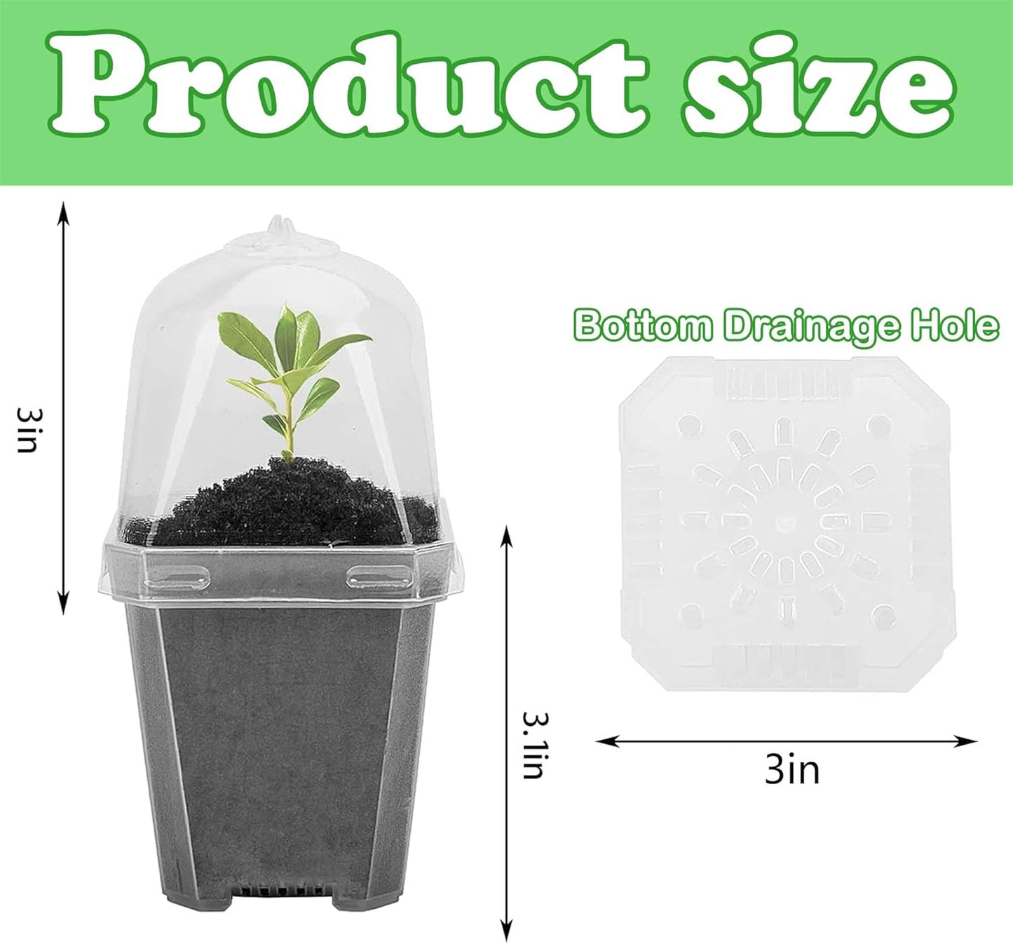 EBaokuup 30PCS Clear Plant Nursery Pots with Humidity Dome - 3" Durable Plastic Gardening Pot with Labels, Small Plant Container for Seedlings/Vegetables/Succulents/Cuttings