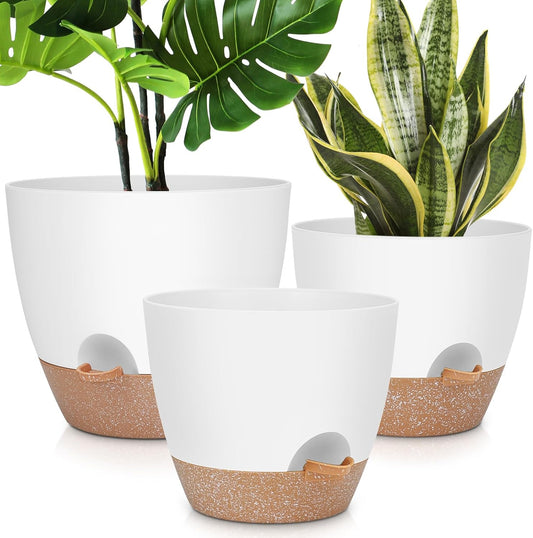 12" 10" 9" Large Self Watering Plant Pots, 3 Pack Flower Pots Planters with Multi Mesh Drainage Holes for Indoor Outdoor Garden Plants and Flowers