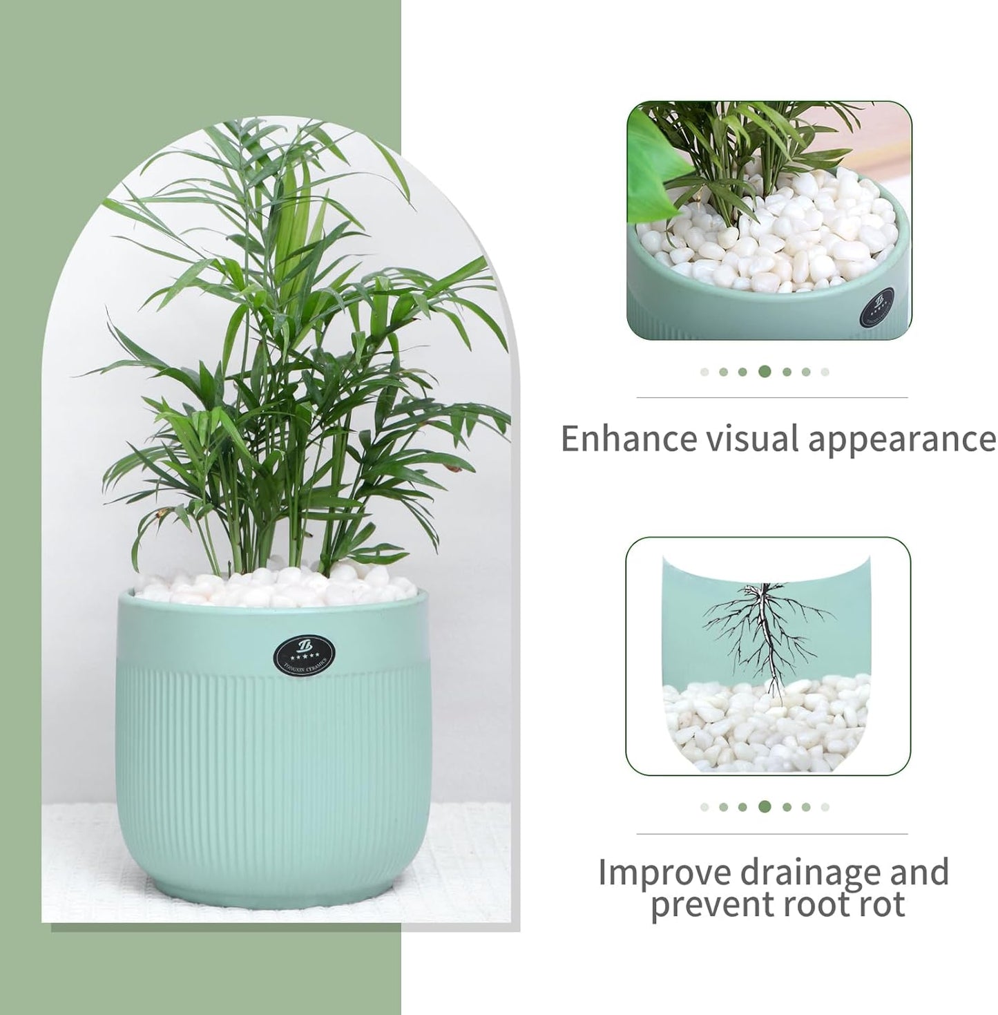 5 LB White Pebbles for Plants, 3/8 inch White Rocks for Vases Landscaping, Small Decorative Stones for Indoor Outdoor, Polished