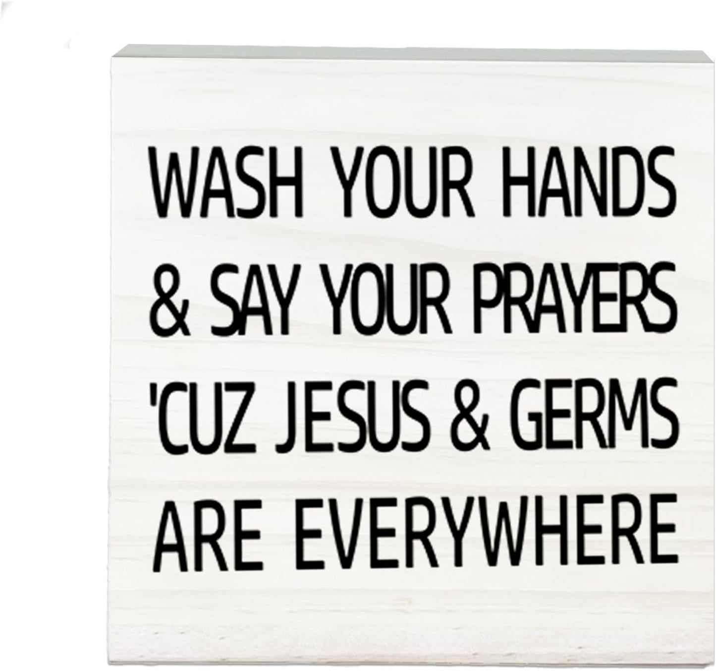 Wash Your Hands And Say Your Prayers Wooden Sign-Funny White Block Plaque Desk Decoration-5x5 inches Rustic Wood Block Gifts For Friends Family Christian-Home Bathroom Tabletop Favors & Supplies-A04