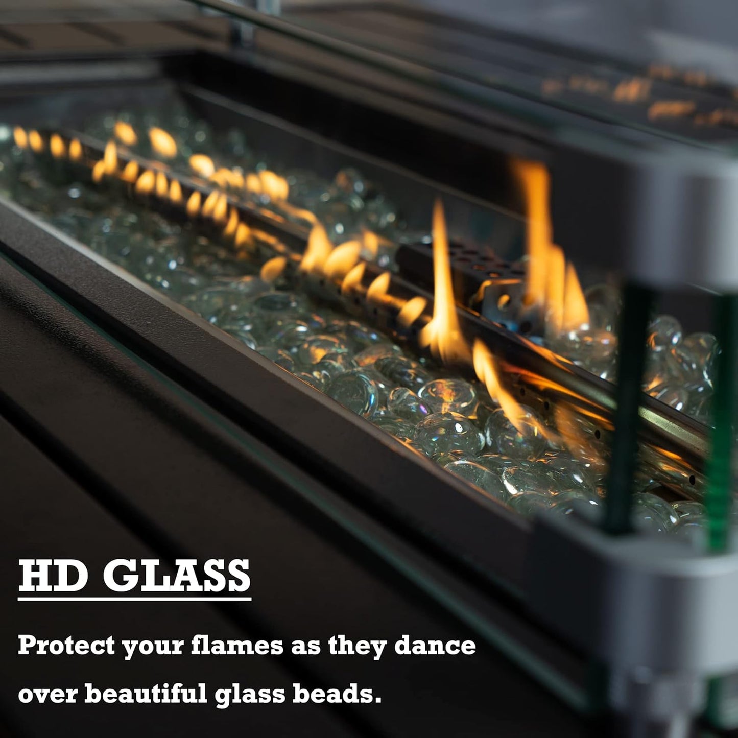 Kozyard Outdoor Patio Propane Gas Fire Pit Table - 50,000 BTU Wicker Design with Aluminum Tabletop, Glass Wind Guard, Clear Glass Rocks Slide Out Tank Holder - Ideal Patio Fire Table (Brown)