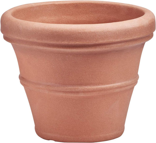 Crescent Garden Brunello Planter, Classic Rolled-Rim Plant Pot, Indoor/Outdoor Weather-Safe Pot, Plastic, 20-Inch (Terracotta-Color)